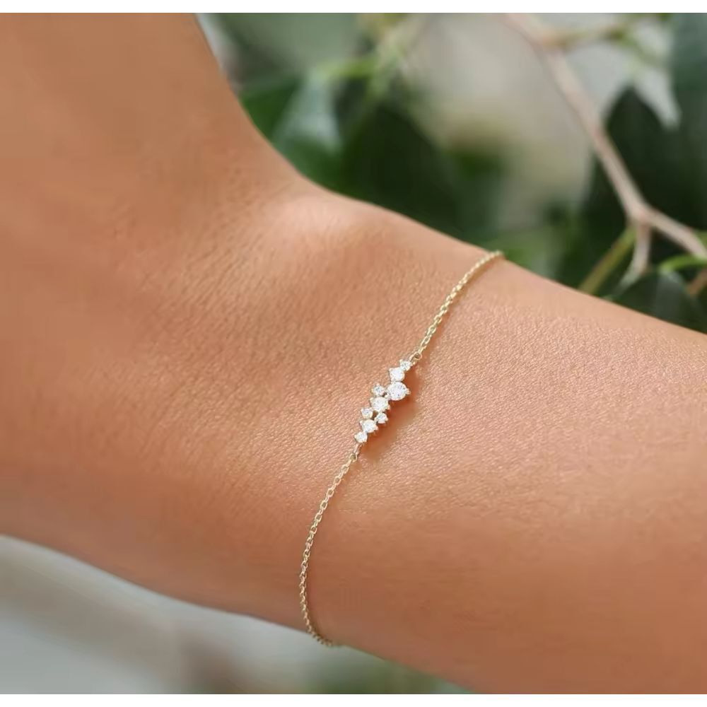14K Gold-Finish Galaxy Bracelet – 925 Sterling‎ Silver with Diamond Simulate